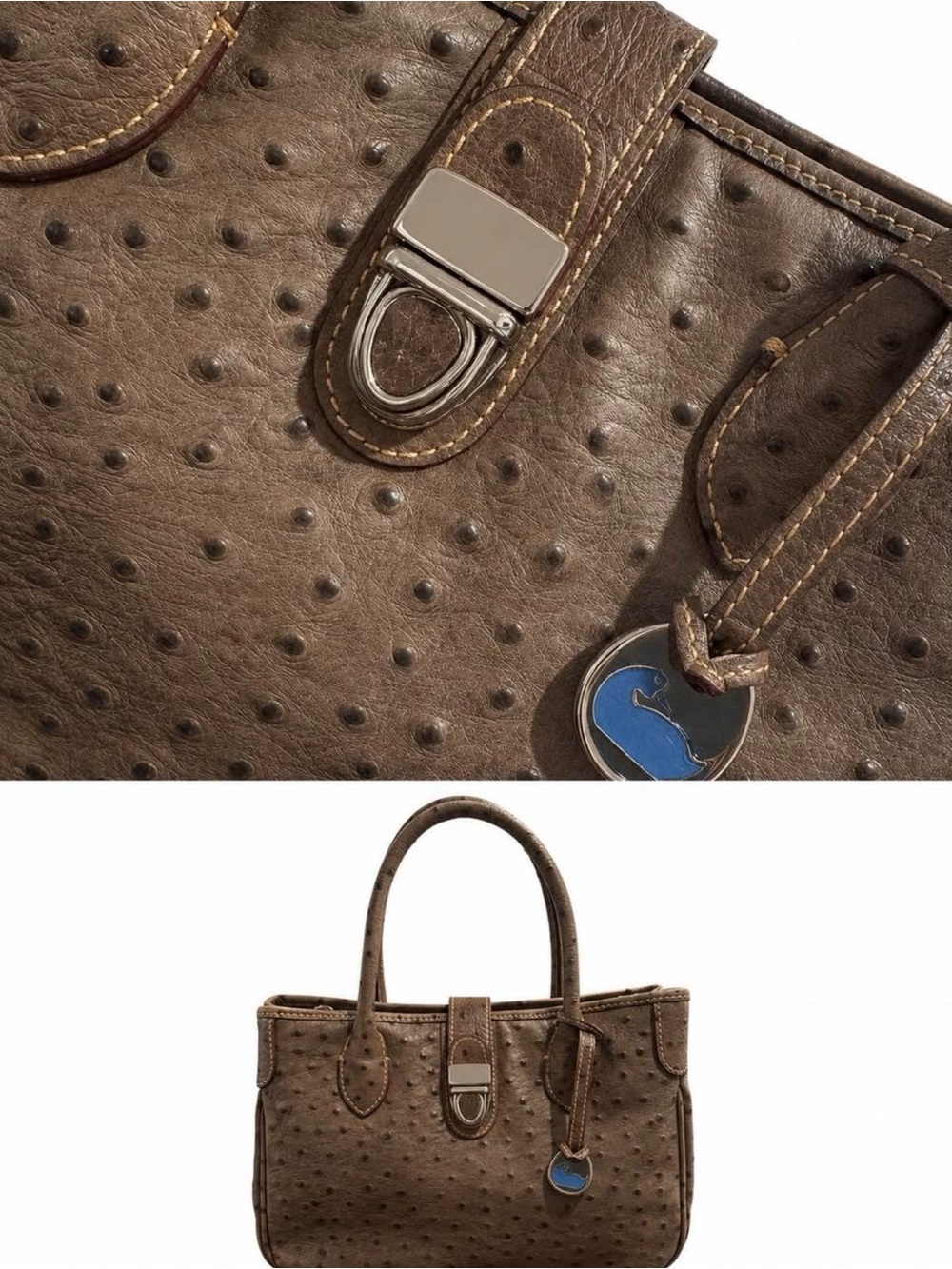 Dooney & Bourke Taupe Ostrich-Texture Satchel